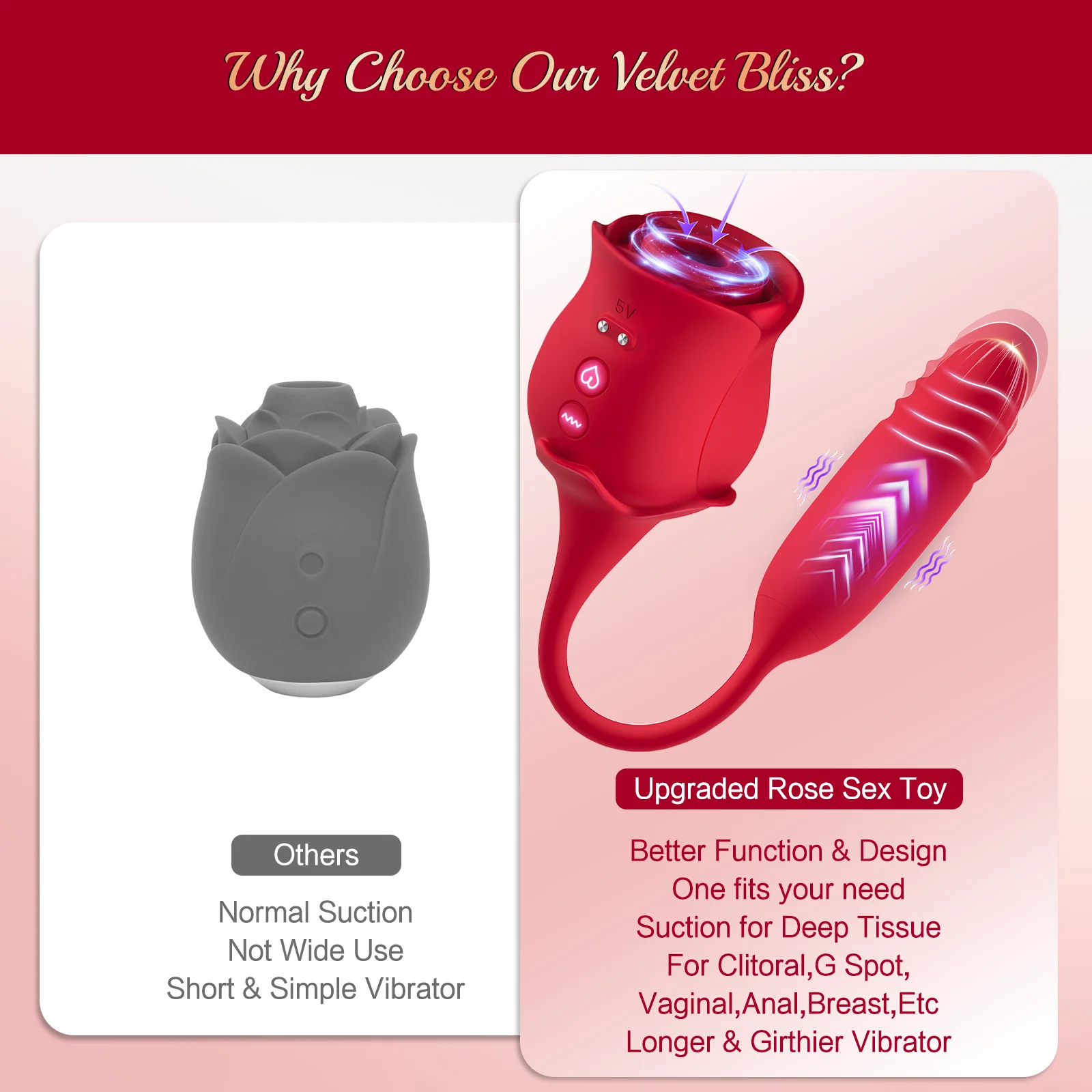 Velvet Bliss 3 in 1 Rose Toys Vibrators