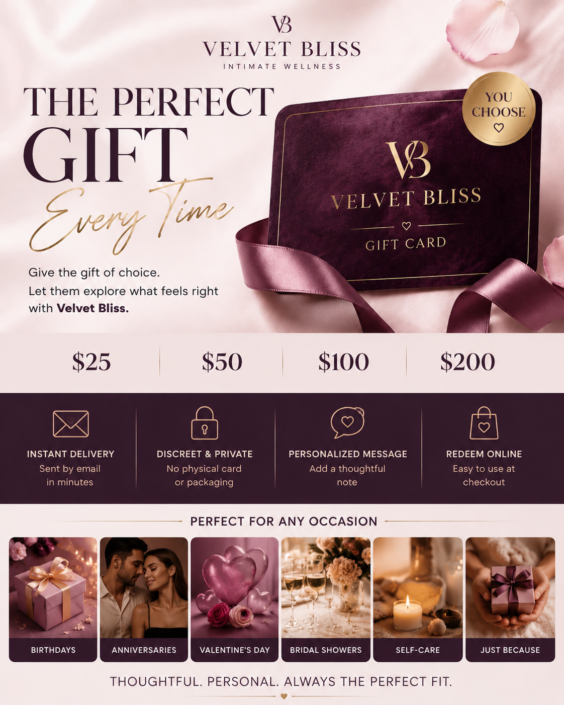 Velvet Bliss Digital Gift Card | The Perfect Gift for Intimate Wellness