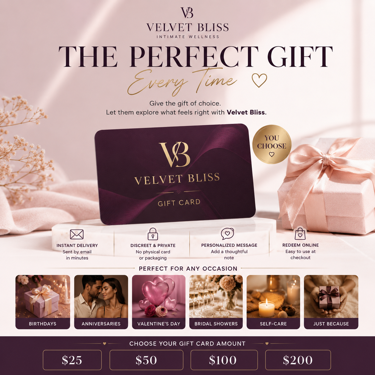 Velvet Bliss Digital Gift Card | The Perfect Gift for Intimate Wellness